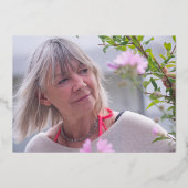 80th誕生日パーティー金ゴールド赤ピンクの洗剤 箔招待状 (裏面)