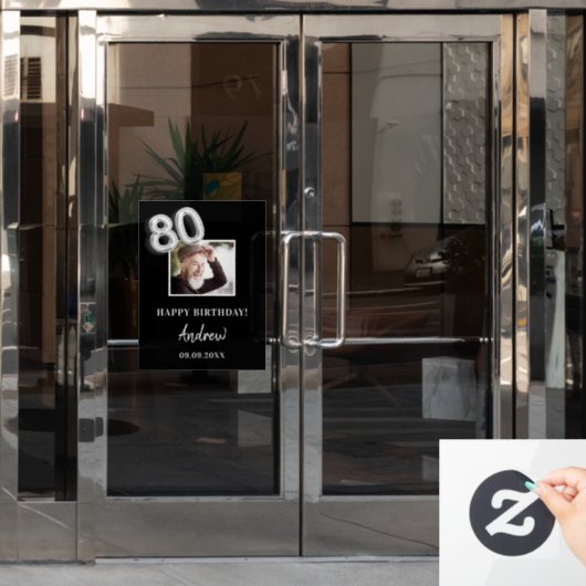 80th誕生日パーティー黒人写真名ガイ ウィンドウサイン (オフィスドア)