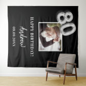 80th誕生日パーティー黒人写真名ガイ タペストリー (インサイチュ(横))
