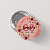 80th誕生日パーティーcoral金ゴールドダリア花 缶バッジ (正面&裏面)