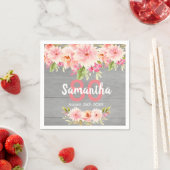 80th誕生日パーティーcoral dahlia flowers gray スタンダードカクテルナプキン (インサイチュ)