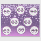 80th誕生日パープルピンクグリッターダイヤモンド名 ラッピングペーパー (フラット)