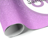 80th誕生日パープルピンクグリッターダイヤモンド名 ラッピングペーパー (ロールコーナー)