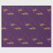 80th誕生日パープル金ゴールドhello 80タイポグラフィ ラッピングペーパー (フラット)