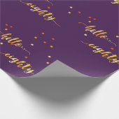 80th誕生日パープル金ゴールドhello 80タイポグラフィ ラッピングペーパー (角)