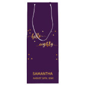 80th誕生日パープル金ゴールドhello 80タイポグラフィ ワインギフトバッグ (裏面)