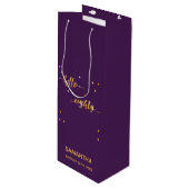 80th誕生日パープル金ゴールドhello 80タイポグラフィ ワインギフトバッグ (正面アングル)