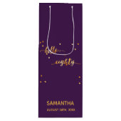 80th誕生日パープル金ゴールドhello 80タイポグラフィ ワインギフトバッグ (正面)