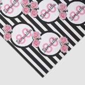 80th誕生日ピンクローズ白黒ストライプ 薄葉紙 (詳細)