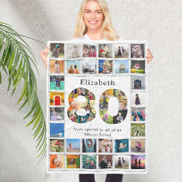 80th誕生日ファミリー写真テンプレート フリースブランケット