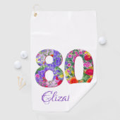 80th誕生日フローラカラフル名ゴルフタオル ゴルフタオル (インサイチュ)