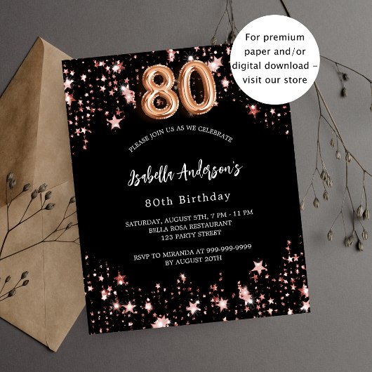 80th誕生日ブラックバラ金ゴールド予算 チラシ