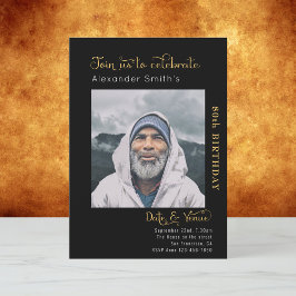 80th誕生日ブラック招待状 招待状