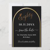 80th誕生日ブラック金ゴールドアーチ セーブザデート (正面)