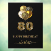 80th誕生日ブラック金ゴールドヒョウ印刷バルーン ウィンドウサイン (シート3)