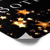 80th誕生日ブラック金ゴールド星写真ようこそ ポスター (角)