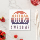 80th誕生日レトロサンセット スタンダードカクテルナプキン (インサイチュ)