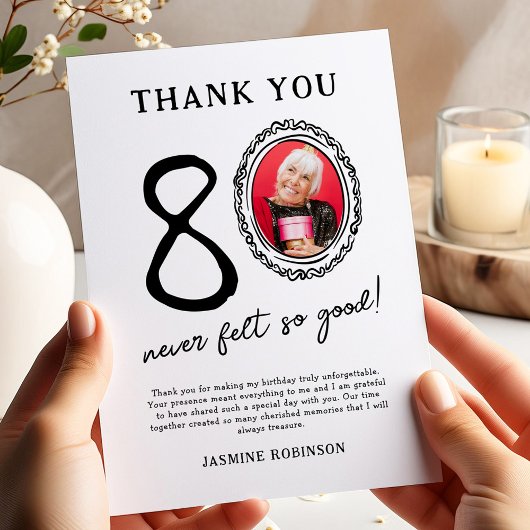 80th誕生日写真ありがとう サンキューカード