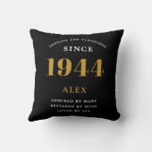 80th誕生日名1944ブラック金ゴールドシック クッション (裏面)