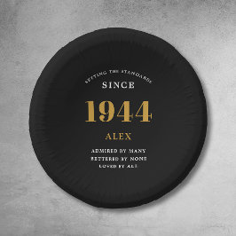 80th誕生日名1944ブラック金ゴールドシック ペーパーボウル