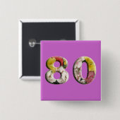 80th誕生日記念日80年マイルストーンピン 缶バッジ (正面&裏面)