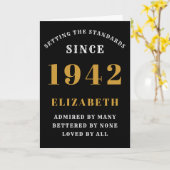 80th誕生日1942生まれ愛された名前を追加ブラック カード (黄色い花)