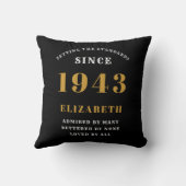 80th誕生日1943生まれ愛された名前を追加ブラック クッション (裏面)