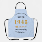 80th誕生日1945名シックブルーエレガント金ゴールド エプロン (正面)