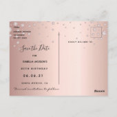 80th誕生日80バラ金ゴールドダイヤモンドは日付を保存 ポストカード (裏面)