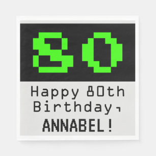 80th誕生日 – ネディ/オタク系のスタイル「80」と名前 スタンダードランチョンナプキン