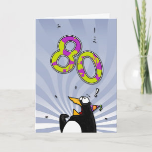 80th誕生日 – ペンギンサプライズカード カード