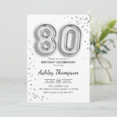 80th誕生日- Slver Balloons 招待状 (スタンド正面)