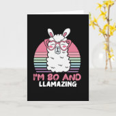 80th誕生日Llaming Llama 80歳誕生日 カード (黄色い花)