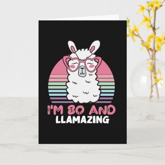 80th誕生日Llaming Llama 80歳誕生日 カード (黄色い花)