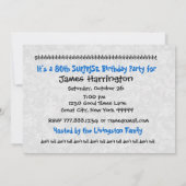 80th サプライズ 現代的な青と白の誕生日 W083 招待状 (裏面)