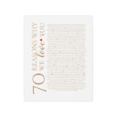 80th 60th 50th誕生日を愛する70の理由 メタルプリント (正面)