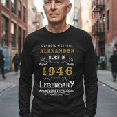 80th Birthday 1946 Add Name Black Gold Legendary Tシャツ