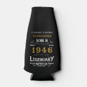 80th Birthday 1946 Name Legend Chic Black Gold ボトルクーラー (正面)