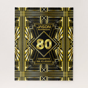 80th Birthday Art Deco Gold Black Great Gatsby ジグソーパズル