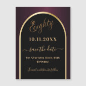 80th birthday black burgundy日付マグネットを保存 (正面)