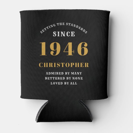 80th Birthday Black Gold With Photo 缶クーラー (正面)