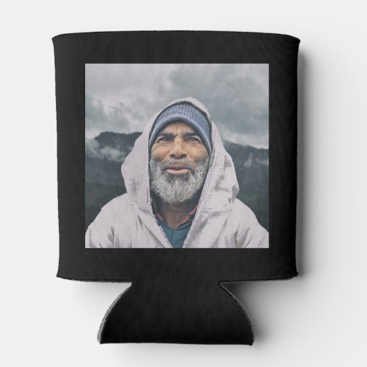 80th Birthday Black Gold With Photo 缶クーラー (裏面)