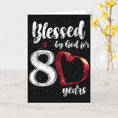 80th Birthday Blessed By God For 80 Years Birthday カード (黄色い花)