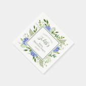 80th Birthday Blue Hydrangeas スタンダードカクテルナプキン (角)