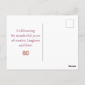 80th Birthday - Elegant Floral Number 80 Thank You ポストカード (裏面)