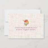 80th Birthday - Elegant Floral Number 80 Thanks サンキューカード (裏面)