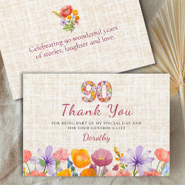 80th Birthday - Elegant Floral Number 80 Thanks サンキューカード