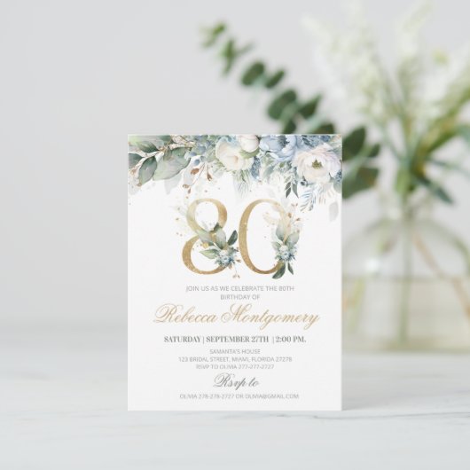 80th birthday Elegant Milestone invitation 出欠カード (スタンド正面)