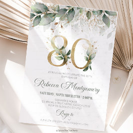 80th birthday Elegant Milestone invitation 出欠カード