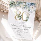 80th birthday Elegant Milestone invitation 出欠カード